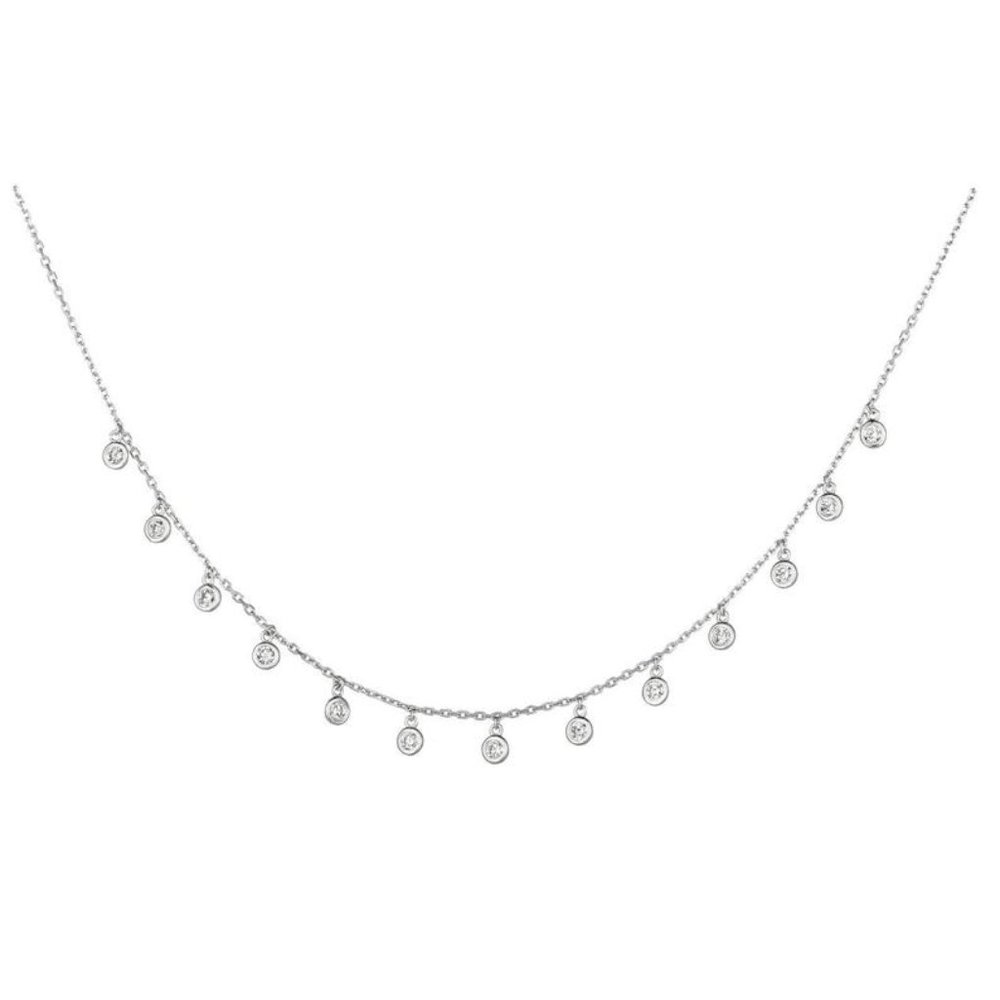 0.50 CT Natural Diamond Drop Necklace 18'' 14K